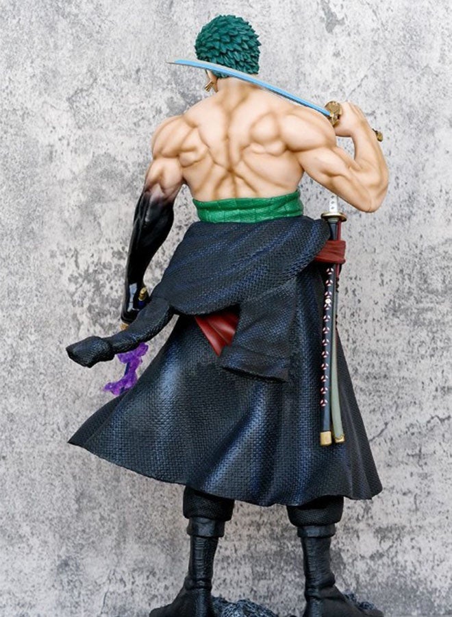 One Piece Standing Zoro With Sword Action Figure Model , With 5 Interchangeable Head Anime Collectible , Trendy Anime Statue Toy, Desktop Decor Figure Model Toy , Office Decor Figure , Car Ornament, Birthday Gift For Kids Boys and Girls, For Commemoration, Collection and Display, Black/Green/Beige , Giant 50 cm - Image 4